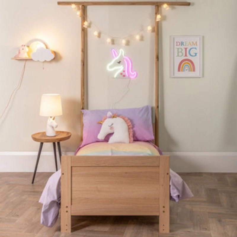 Image of ValueLights Kids Pink and White Cloud Design Plug in Wall Light with Shelf and Pull Cord Switch Pink