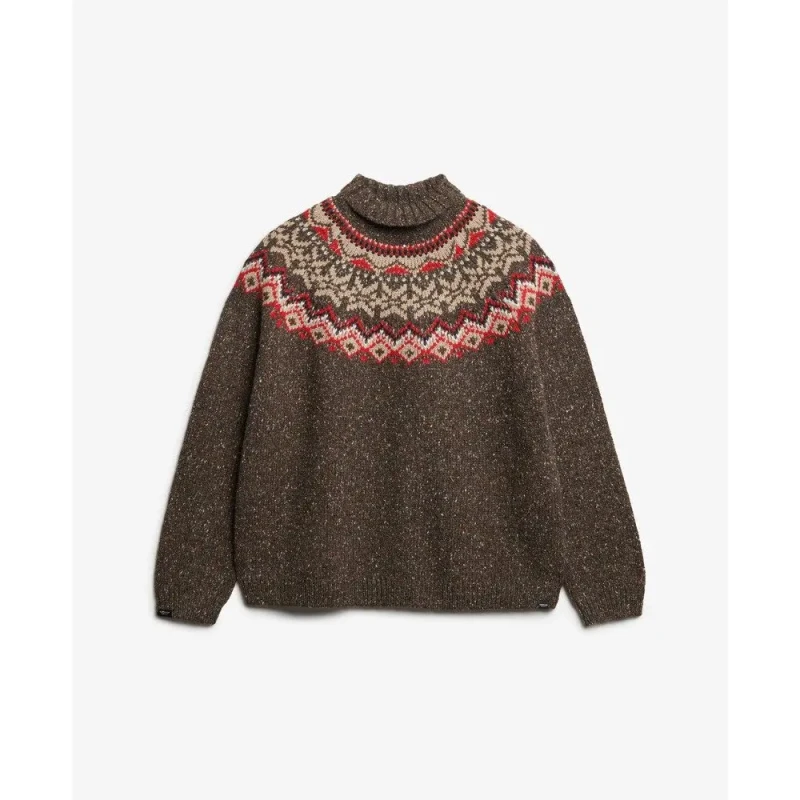 Image of Superdry Womens high collar jacquard sweater Superdry Marron Female L
