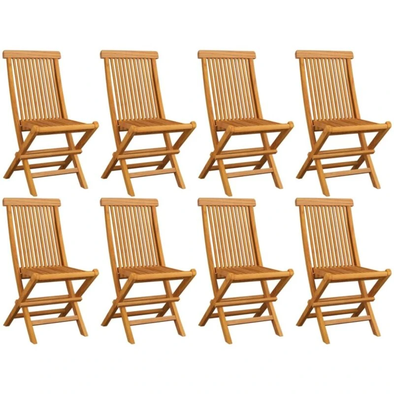 Image of VIDAXL Folding Garden Chairs 8 pcs Solid Teak Wood vidaXL 8720286441268