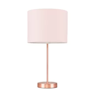 Image of Value Essentials Charlie Copper Table Lamp with Blush Pink Shade