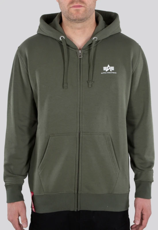 Image of Alpha Industries Basic Zip Hoodie, green, Size M for Men
