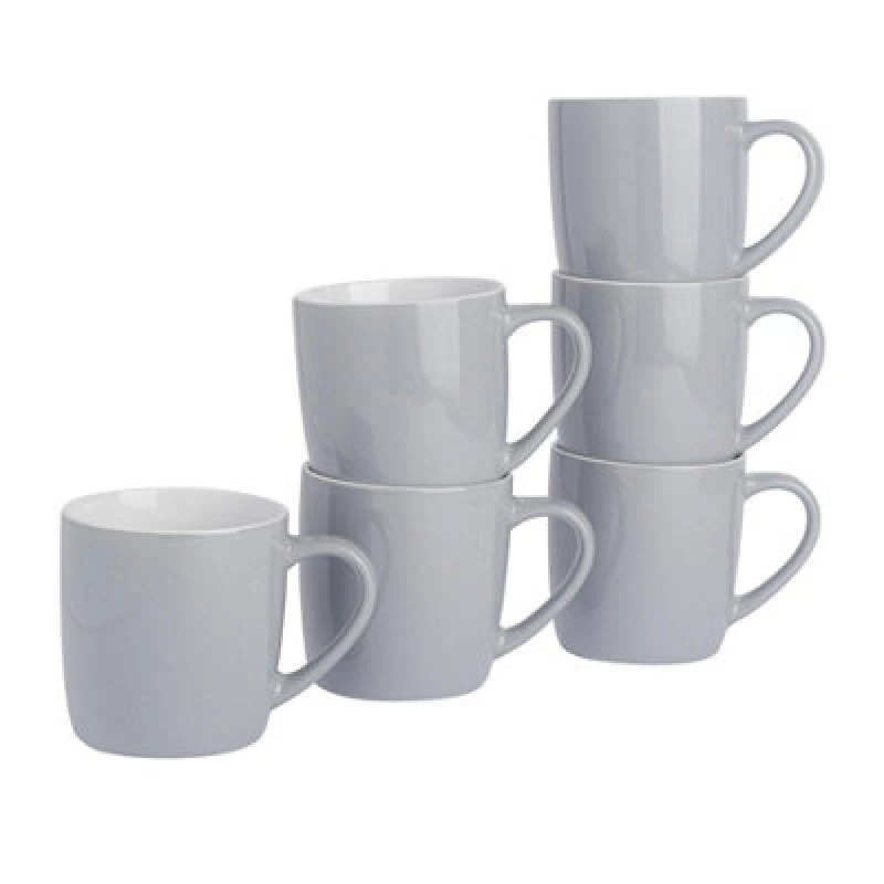 Image of Argon Tableware 2X Coloured Coffee Mugs - 350Ml - Grey - Durable Stoneware Cappuccino Tea Cup Dishwasher & Microwave Safe