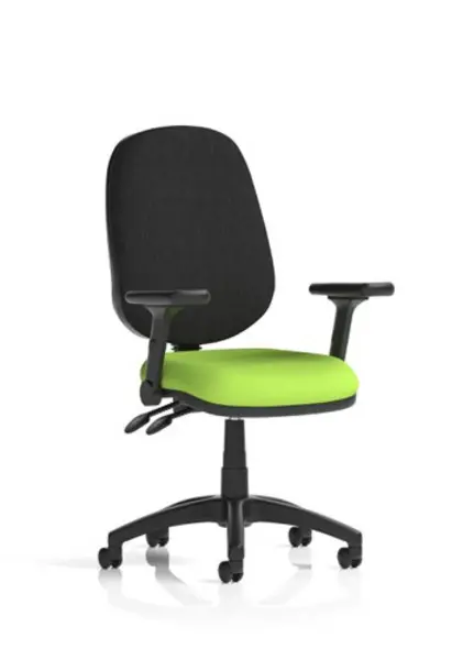 Image of Eclipse Eclipse Plus II Lever Task Operator Chair Bespoke Colour Seat Myrrh Green With Height Adjustable And Folding Arms KCUP1735