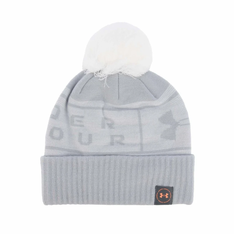 Image of Under Armour UA Big Logo Pom Beanie - Grey Grey One Size