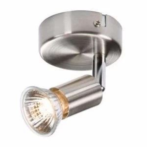 Image of KnightsBridge Ceiling Light GU10 50 Watt Single Spotlight Brushed Chrome LED Compatible