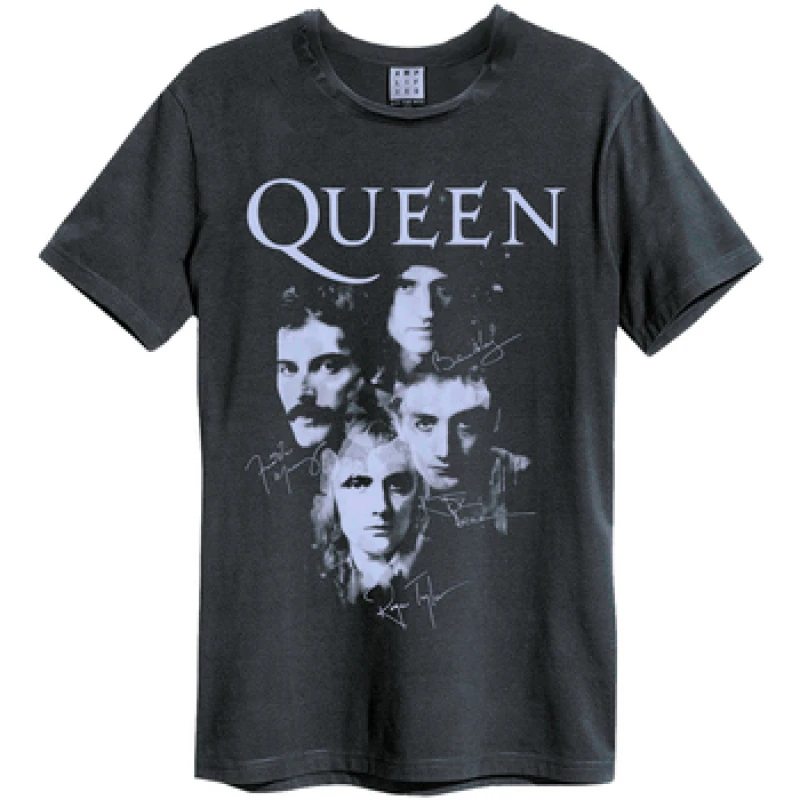 Image of Amplified Amplified Men Autographs Queen T-Shirt in Charcoal Size: X-Small Charcoal XS Male 5059699800601