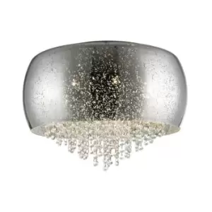 Image of Impex Luna 5 Light Flush Ceiling Light Chrome Crystal