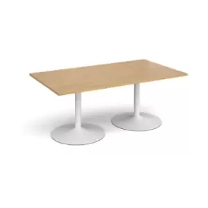 Image of Trumpet base rectangular boardroom table 1800mm x 1000mm - white base and oak top