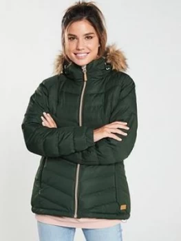 Image of Trespass Nadina Faux Fur Trim Parka - Olive