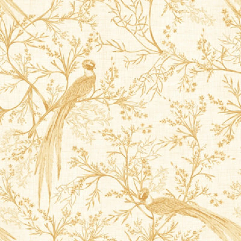 Image of Hoopla Walls Bird Toile - Honey 10M Wallpaper