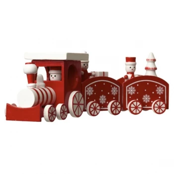 Image of Red Snowflake Wooden Train Decoration