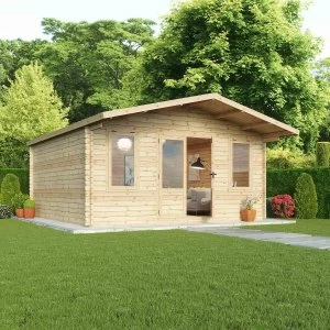 Image of Mercia 34mm Single Glaze Haven Log Cabin - 5 x 5m