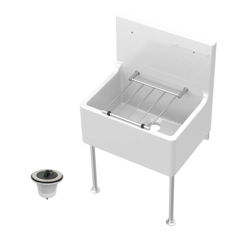 Image of Balterley Traditional Fireclay Cleaner Sink With Waste And Legs - 515 X 535 X 393mm