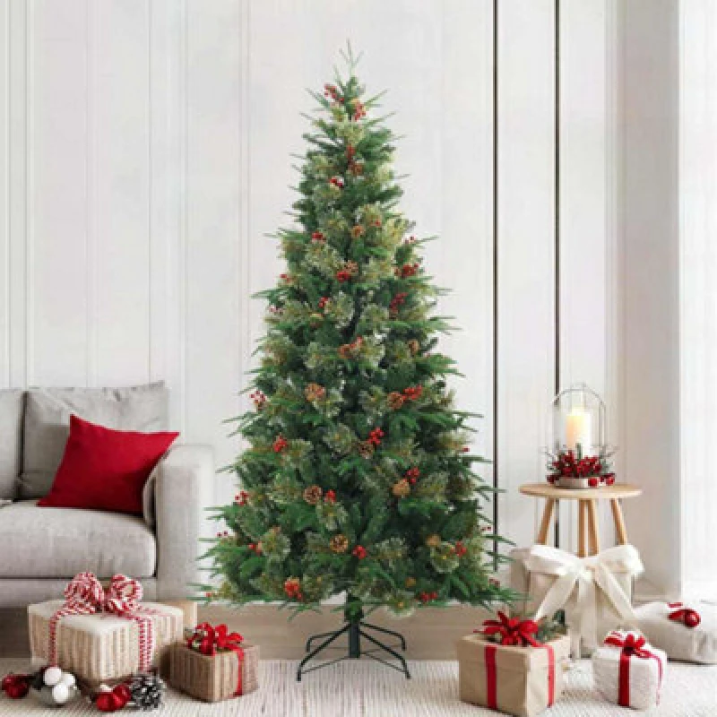 Image of Vidaxl Artificial Hinged Christmas Tree Green 210 Cm Pvc, Pe And Steel