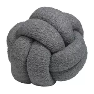 Image of Furn Boucle Fleece Knotted Cushion (One Size) (Charcoal)