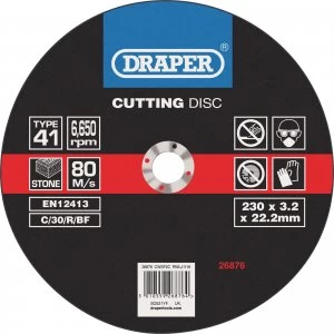 Image of Draper Flat Stone Cutting Disc 230mm 3.2mm 22mm
