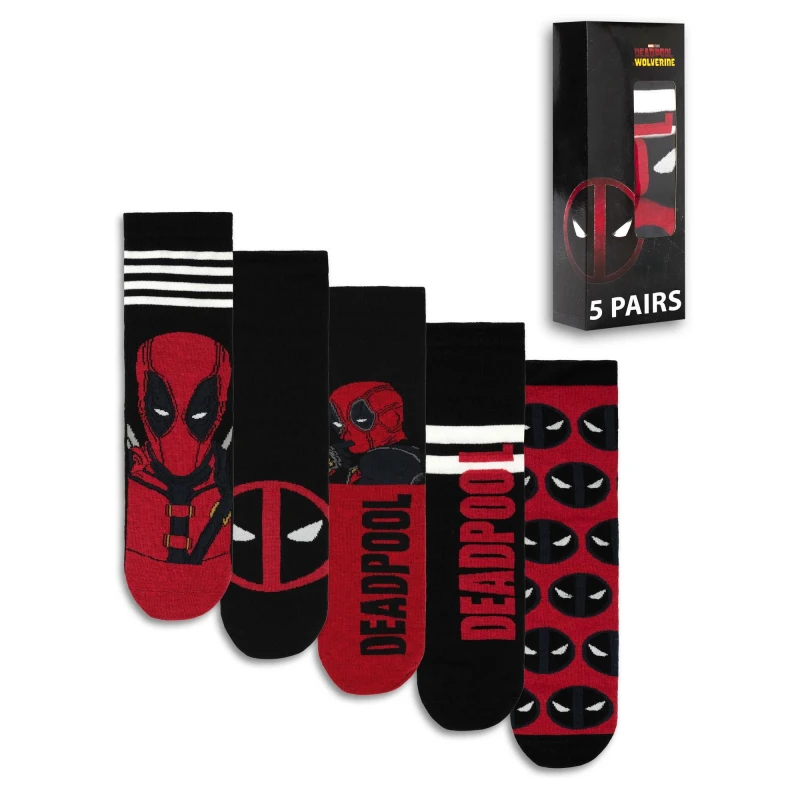 Image of Marvel Marvel Men Calf Socks Set of 5 in Black Size: 7-11 Black 7-11 Male 5063203288960
