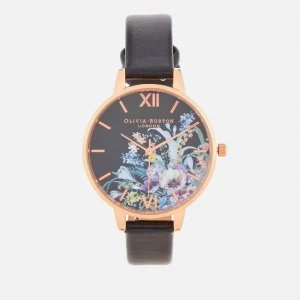 Image of Olivia Burton Womens Enchanted Garden Began Watch - Black & Rose Gold