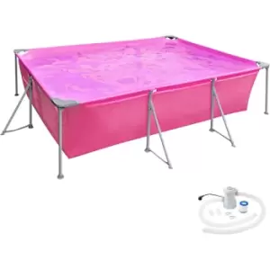 Image of Tectake - Swimming pool rectangular with pump 300 x 207 x 70cm - outdoor swimming pool, outdoor pool, garden pool - pink - pink
