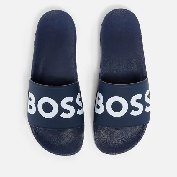 Image of BOSS Mens Aryeh Rubber Sliders - UK 11 Blue Sandals male 50505283-405 11