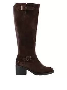 Image of Hush Puppies Heidi Buckle Knee Boot - Brown, Black, Size 8, Women
