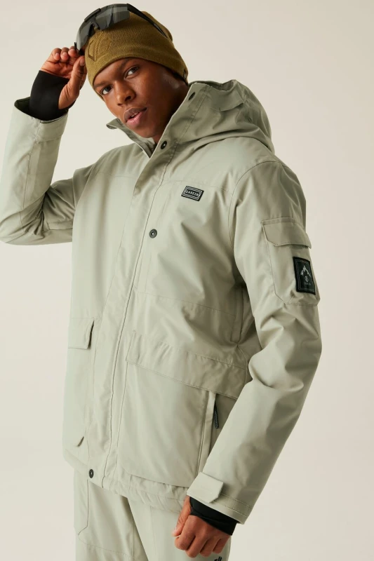 Image of Dare 2b Dare 2b Men Twin Tip Waterproof Breathable Insulated Skiing Jacket in Grey Size: Medium Grey M Male 5063516184348