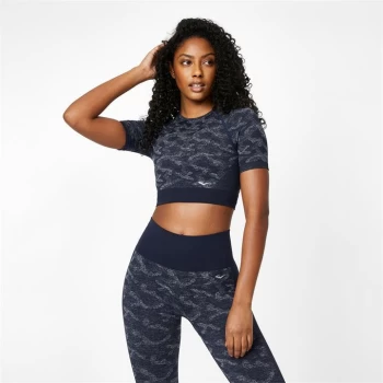 Image of Everlast Seamless Camo Crop Top - Navy