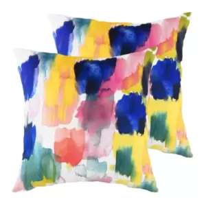 Image of Evans Lichfield Aquarelle Brushstrokes Twin Pack Polyester Filled Cushions Multi