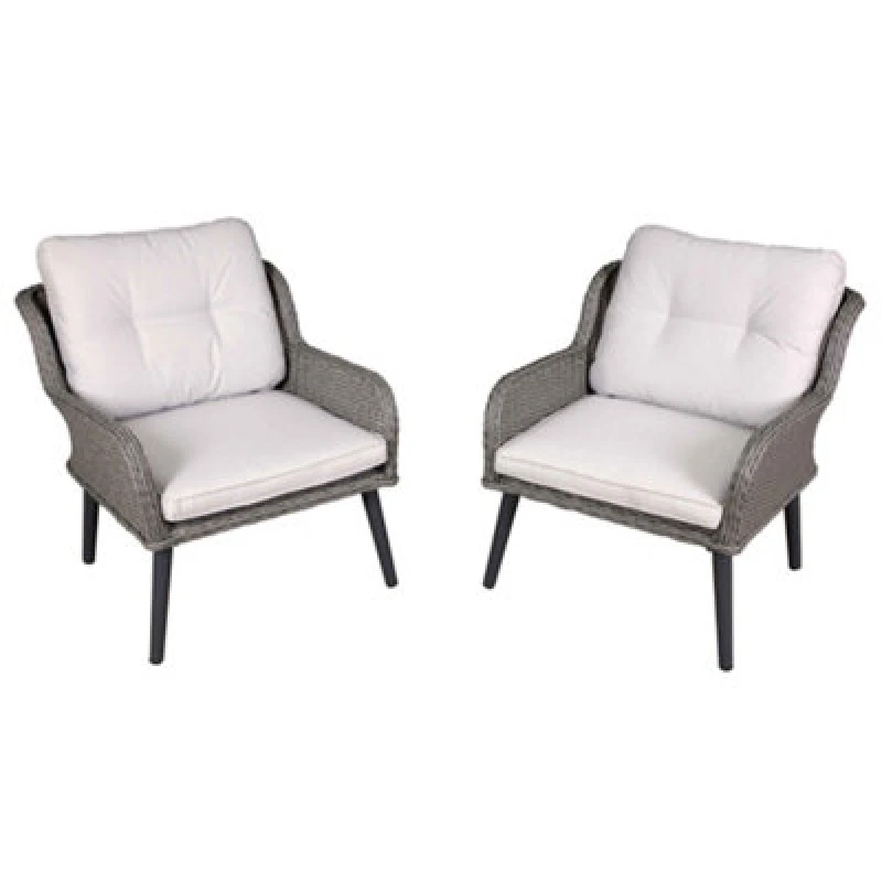 Image of Dellonda Buxton Rattan Patio Arm Chairs & Cushions, Set Of 2, Outdoor Garden Use