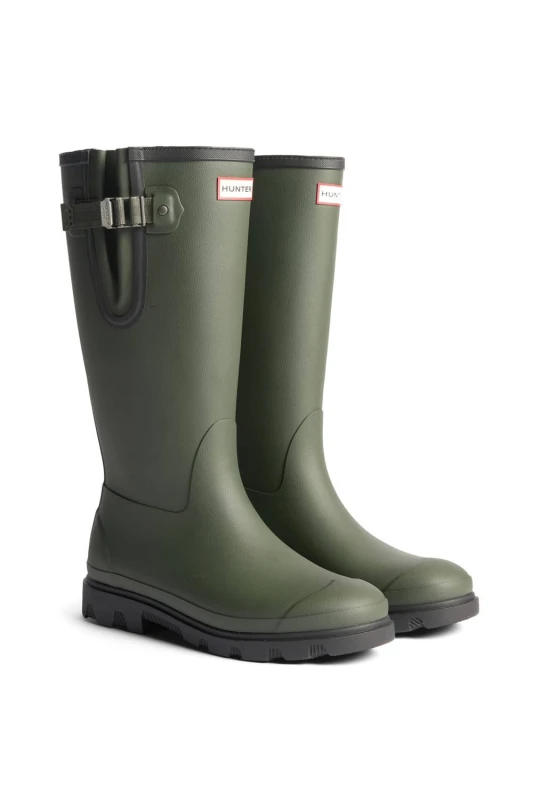 Image of Hunter Womens Field Downpour Boot in Dark Olive Size: 5 Dark Olive Female 5