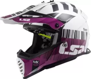 Image of LS2 MX437 Fast Evo XCode Motocross Helmet, white-purple, Size S, white-purple, Size S