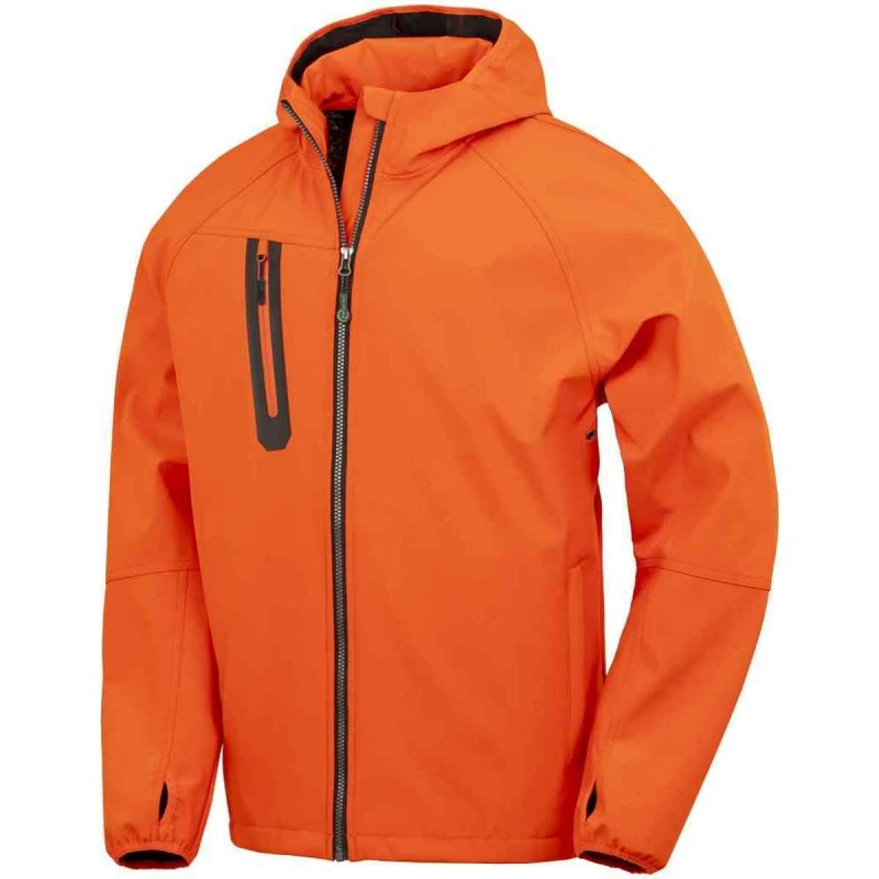 Image of Result Result Men Hooded 3 Layer Printable Soft Shell Jacket in Pale Orange Size: X-Small Pale Orange XS Male 5063750388052