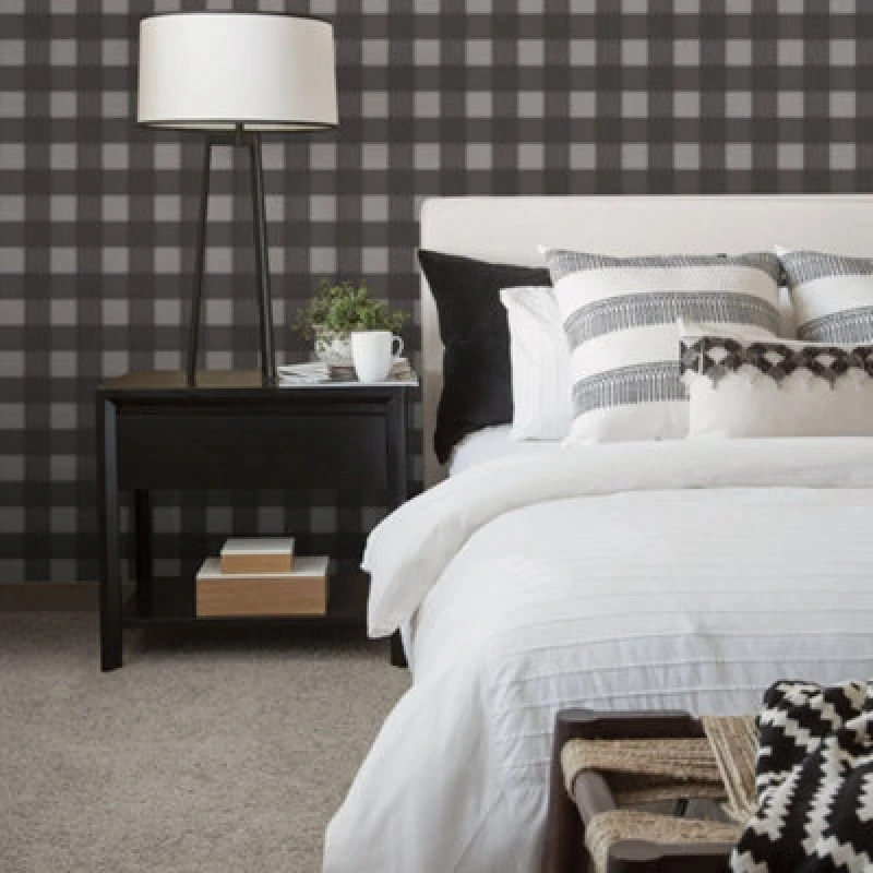 Image of Galerie Global Fusion Check Plaid Black Wallpaper G56400, Black G56400
