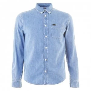 Image of Lee Jeans Button Down Denim Shirt - Denim Mid Wash