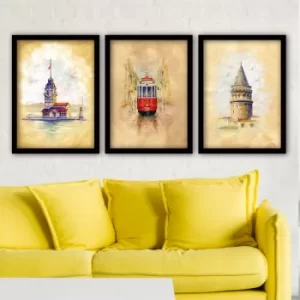 Image of 3SC17 Multicolor Decorative Framed Painting (3 Pieces)