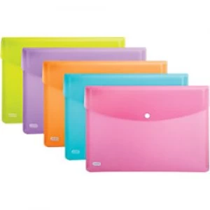 Image of ELBA Document Wallet with Press Stud Closure Urban A4 Assorted PP Pack of 5
