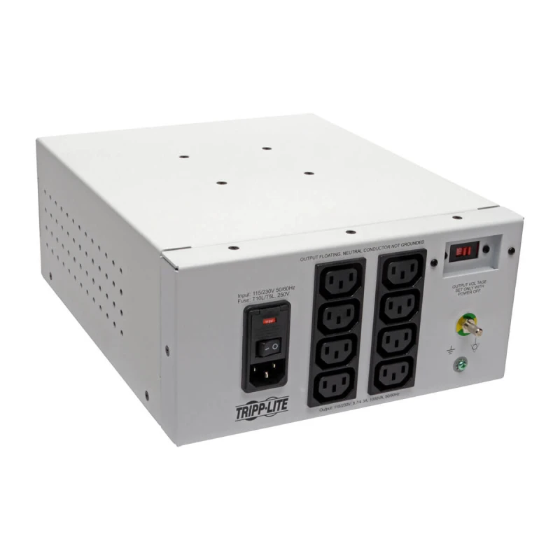 Image of Eaton Tripp Lite IS1000HGDV Isolator Series Dual-Voltage 115/230V 1000W 60601-1 Medical-Grade Isolation Transformer, C14 Inlet, 8 C13 Outlets IS1000HG