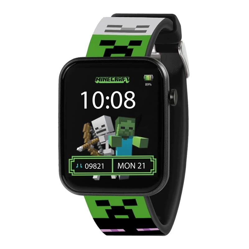 Image of Accutime Minecraft MIN4363ARG Kinder-Smartwatch mit grunem bedrucktem Armband