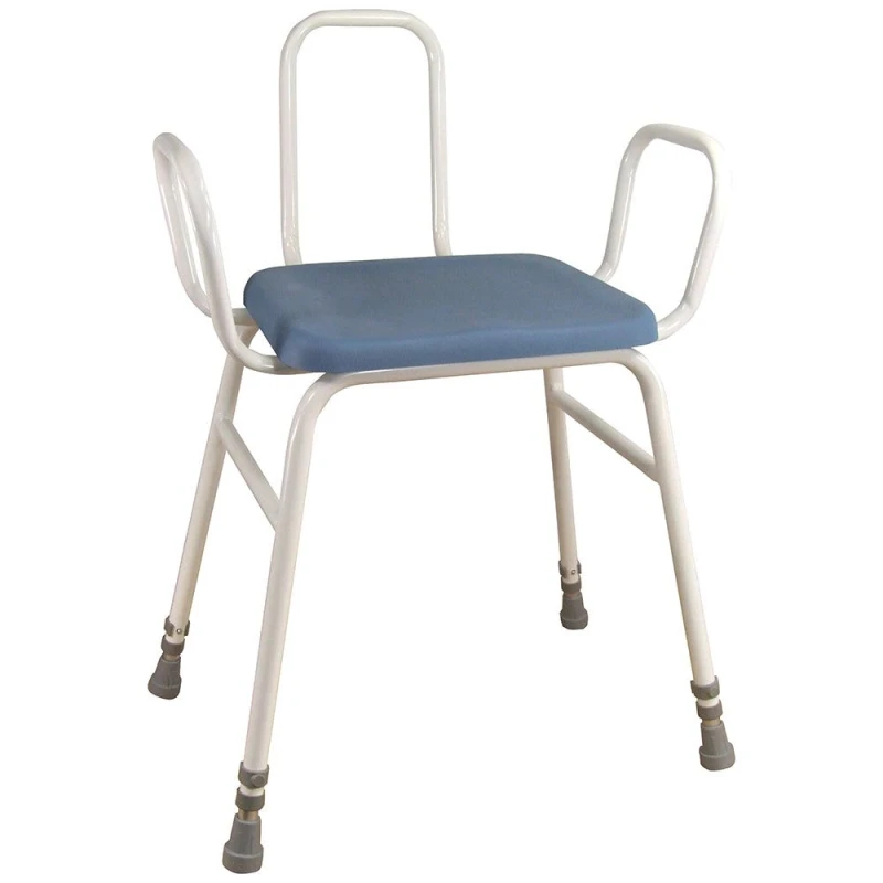 Image of Loops Perching Stool with Arms and Backrest - 500 650mm Height Padded Wipe Clean Seat Multi