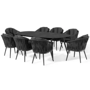 Image of Harbour Lifestyle Palma 6 Seat Oval Dining Set - Wide Rope Weave - Grey