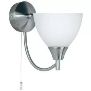 Image of Endon Alton - 1 Light Wall Light Satin Chrome with Matt Opal Glass Shade, E14