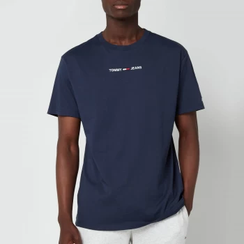 Image of Tommy Jeans Mens Small Text T-Shirt - Twilight Navy - M