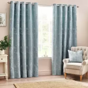 Image of Sophia Floral Jacquard Room Darkening Eyelet Curtains