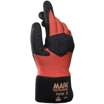 Image of Nitrile Coated Gloves, Shock Absorbing, Black/Orange, Size 9 - Mapa Professional