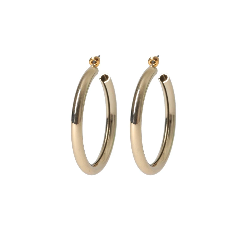 Image of Miso Tube Metal Hoops - Gold Gold One Size