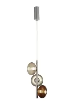 Image of Multiple Ceiling Pendant, 3 x 8W LED, 4000K, Smoked, Copper & Champagne, Polished Chrome