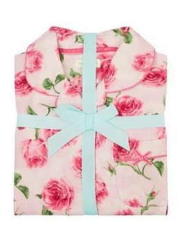 Image of Monsoon Girls Organic Rose Print Flannel Pyjama Set - Pink
