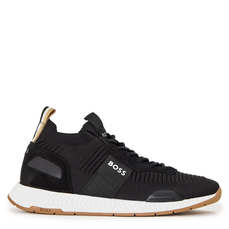 Image of Boss Mens Titanium Knit Runners, Sock-like Fit Charcoal male 10 (44)