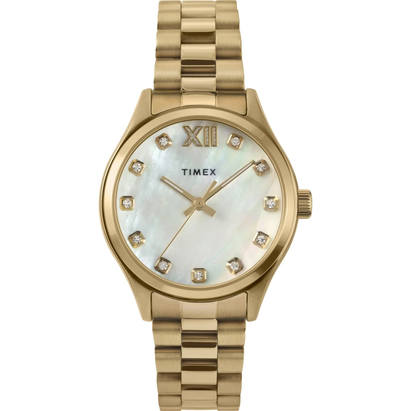 Image of Timex Legacy Quartz Watch White/Gold tone unisex 34mm