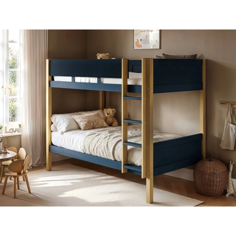 Image of Flair Mateo Detachable Ribbed Bunk Bed in Navy Size: Single Navy Unisex Single